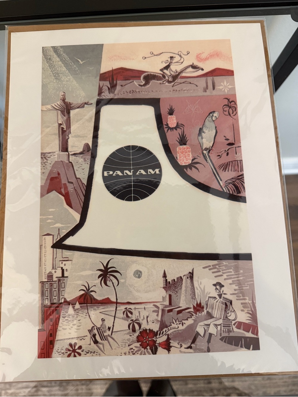 Vintage Menu Art Print Pan American Flight Menu 1960